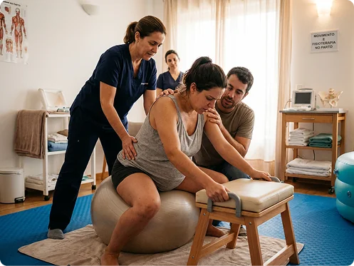 Atendimento de fisioterapia pélvica no pré e pós-parto