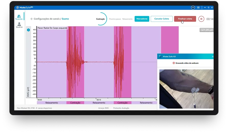 Interface do software com ajustes inteligentes